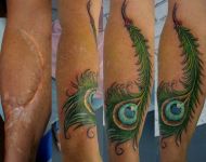 Scar Cover Up with Peacock Feather