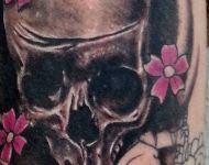 Skull with cherry blossoms